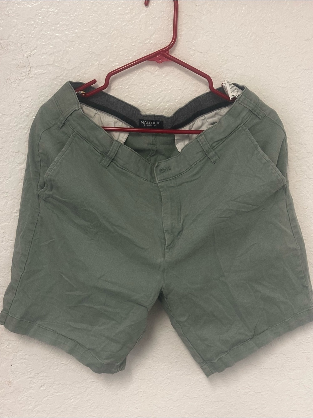 Nautica Men's Sage Green Flat Front Shorts